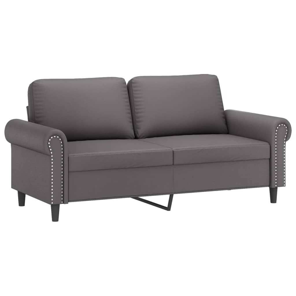 Set di Divani 3 pz con Cuscini Grigio in Similpelle