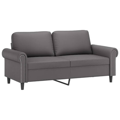 Set di Divani 3 pz con Cuscini Grigio in Similpelle