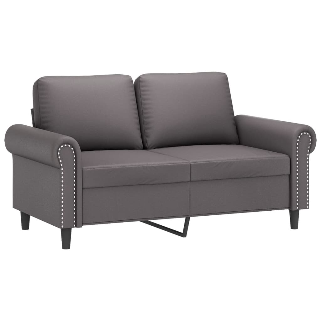 Set di Divani 3 pz con Cuscini Grigio in Similpelle