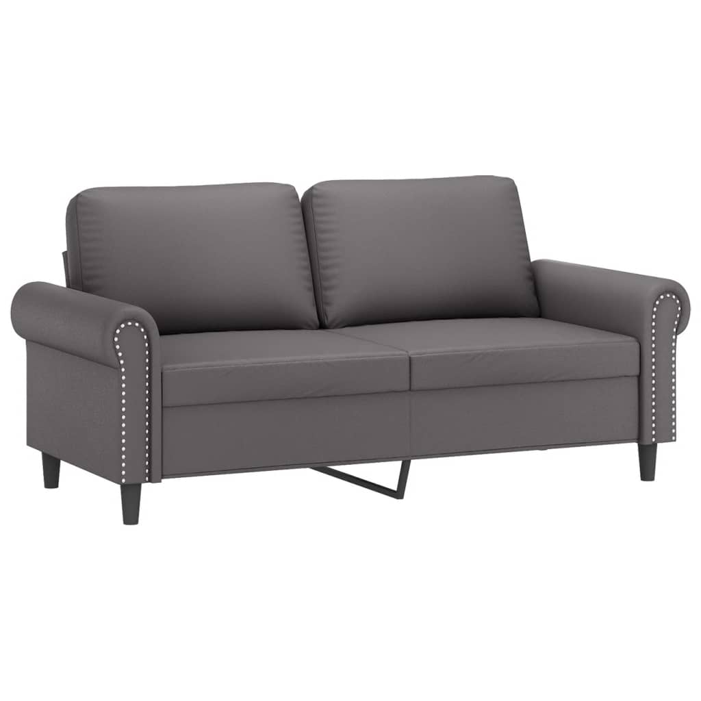 Set di Divani 3 pz con Cuscini Grigio in Similpelle