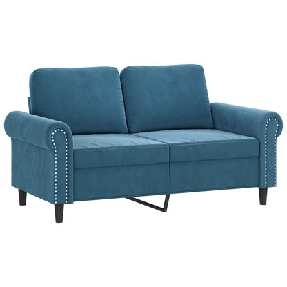 Set di Divani 3 pz con Cuscini Blu in Velluto