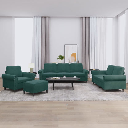Set di Divani 4 pz con Cuscini Verde scuro in Velluto