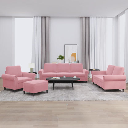 Set di Divani 4 pz con Cuscini rosa in Velluto