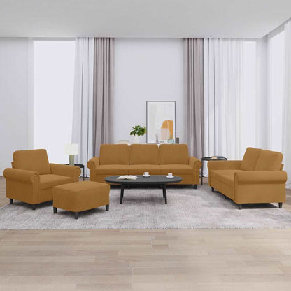Set di Divani 4 pz con Cuscini Marrone in Velluto