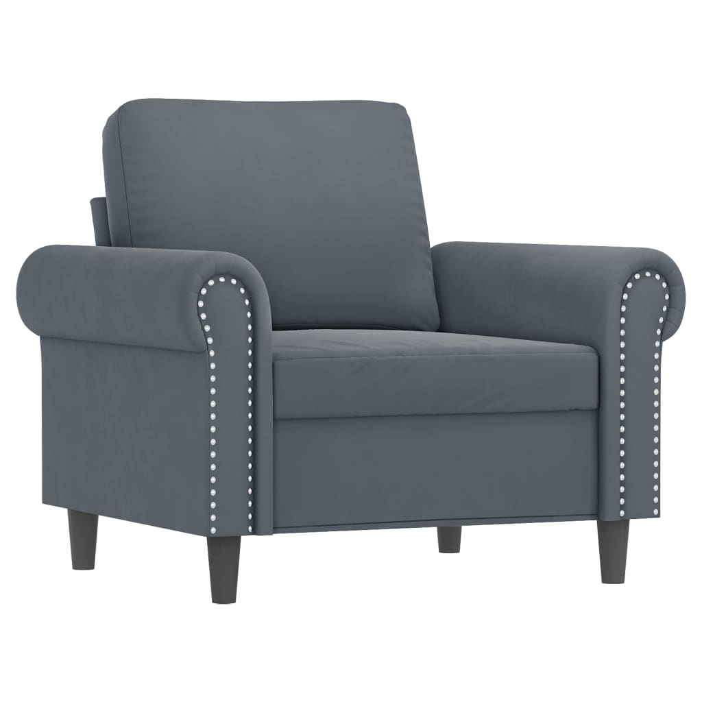 Set di Divani 4 pz con Cuscini Grigio Scuro in Velluto