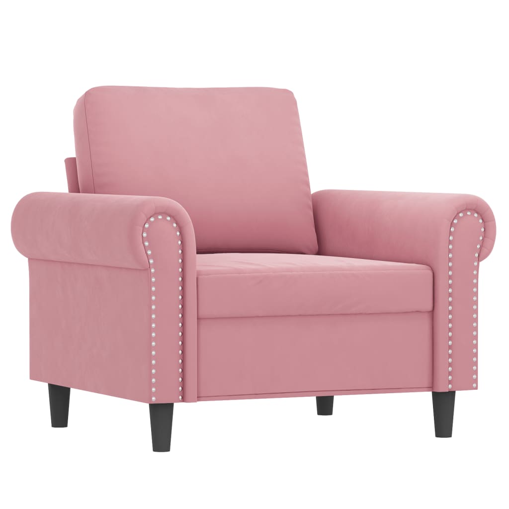 Set di Divani 4 pz con Cuscini rosa in Velluto