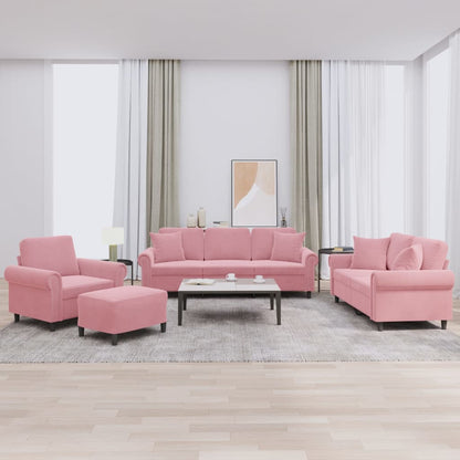 Set di Divani 4 pz con Cuscini rosa in Velluto