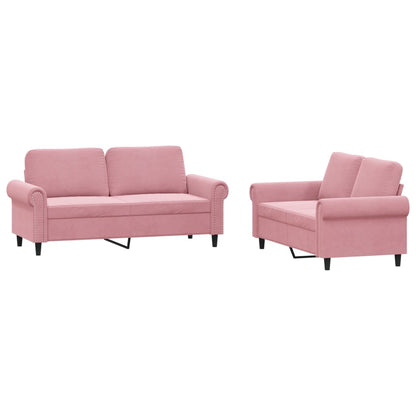 Set di Divani 2 pz con Cuscini rosa in Velluto