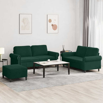 Set di Divani 3 pz con Cuscini Verde scuro in Velluto
