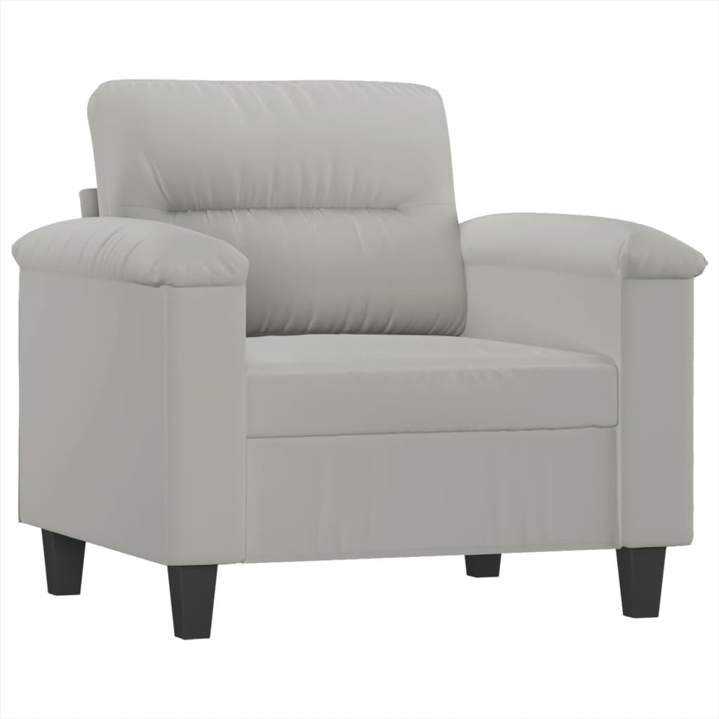 Set Divani 4 pz con Cuscini Grigio Chiaro in Tessuto Microfibra