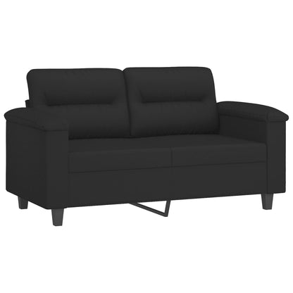 Set Divani 4 pz con Cuscini Nero in Tessuto Microfibra