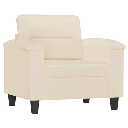 Set Divani 4 pz con Cuscini Beige in Tessuto Microfibra