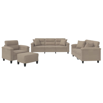 Set Divani 4 pz con Cuscini tortora in Tessuto Microfibra