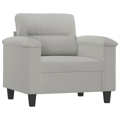 Set Divani 4 pz con Cuscini Grigio Chiaro in Tessuto Microfibra