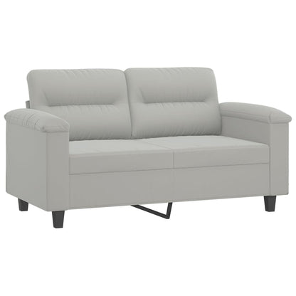 Set Divani 4 pz con Cuscini Grigio Chiaro in Tessuto Microfibra