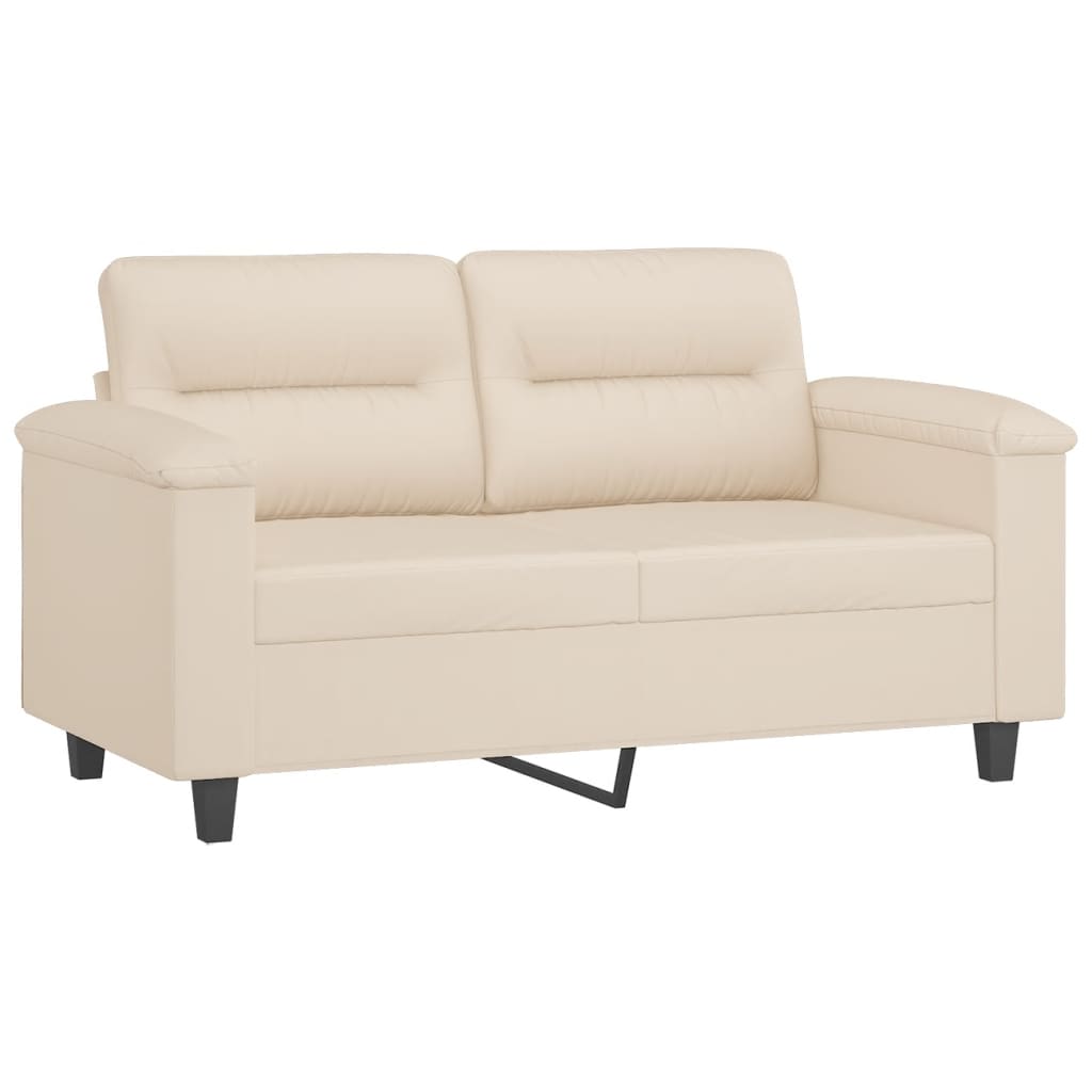 Set Divani 4 pz con Cuscini Beige in Tessuto Microfibra