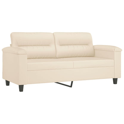 Set Divani 3 pz con Cuscini Beige in Tessuto Microfibra