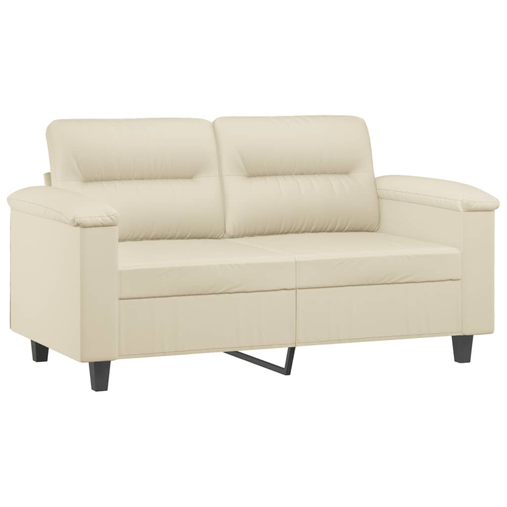 Set di Divani 2 pz con Cuscini Crema in Similpelle