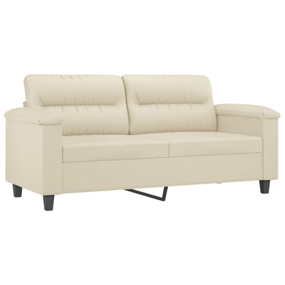 Set di Divani 2 pz con Cuscini Crema in Similpelle