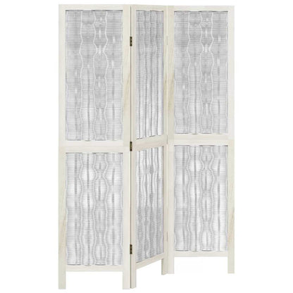 Divisorio Ambienti 3Pannelli Bianco Legno Massello di Paulownia
