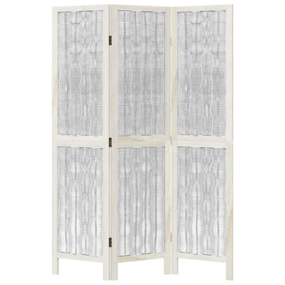 Divisorio Ambienti 3Pannelli Bianco Legno Massello di Paulownia