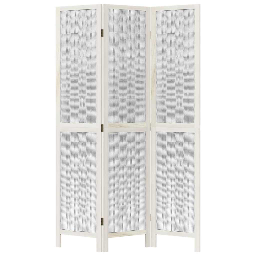 Divisorio Ambienti 3Pannelli Bianco Legno Massello di Paulownia