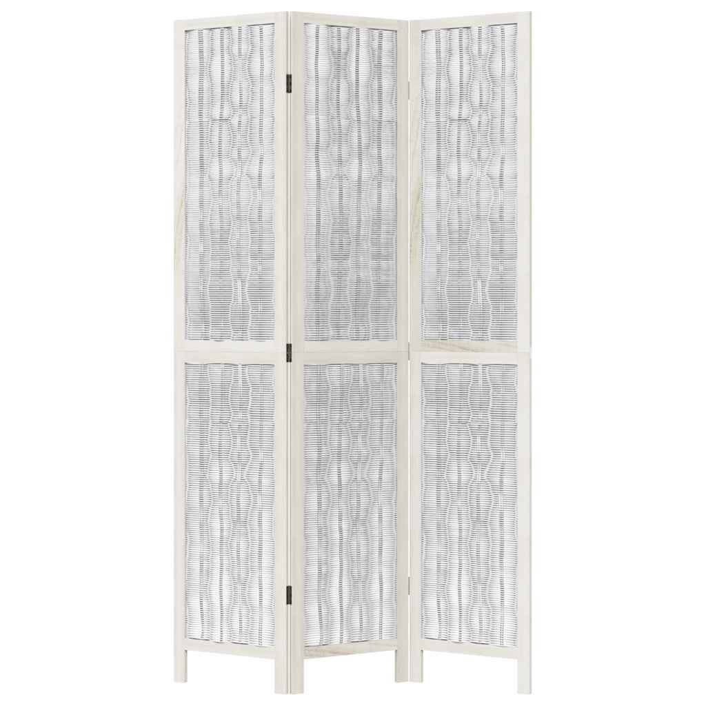 Divisorio Ambienti 3Pannelli Bianco Legno Massello di Paulownia