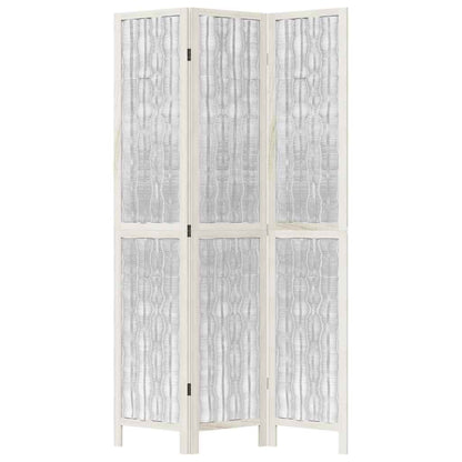 Divisorio Ambienti 3Pannelli Bianco Legno Massello di Paulownia