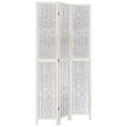 Divisorio Ambienti 3Pannelli Bianco Legno Massello di Paulownia