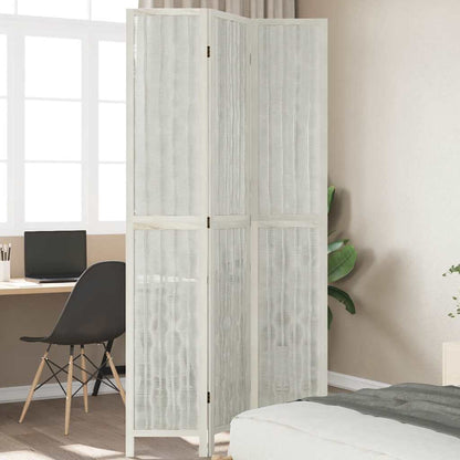 Divisorio Ambienti 3Pannelli Bianco Legno Massello di Paulownia