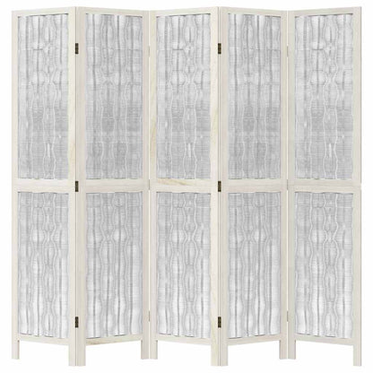 Divisorio Ambienti 5Pannelli Bianco Legno Massello di Paulownia