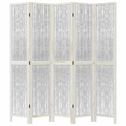Divisorio Ambienti 5Pannelli Bianco Legno Massello di Paulownia