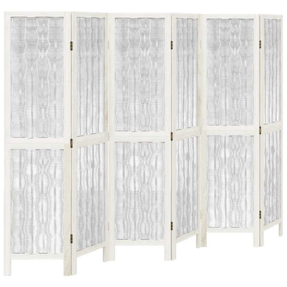 Divisorio Ambienti 6Pannelli Bianco Legno Massello di Paulownia