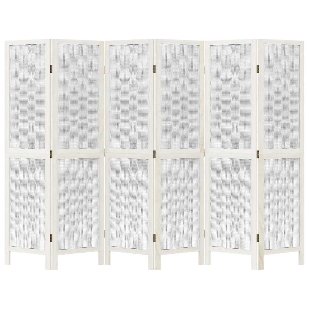 Divisorio Ambienti 6Pannelli Bianco Legno Massello di Paulownia