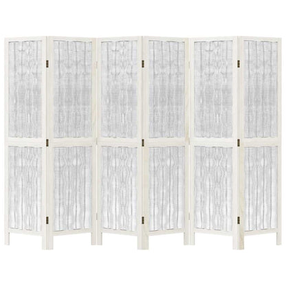 Divisorio Ambienti 6Pannelli Bianco Legno Massello di Paulownia