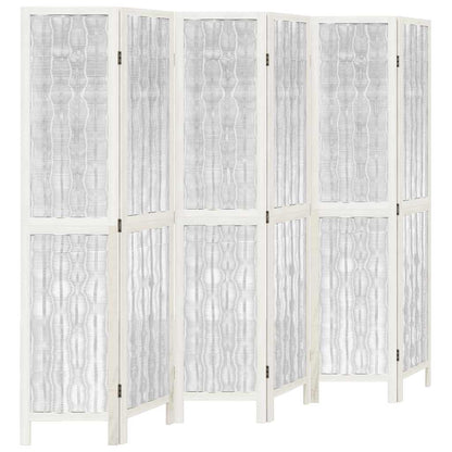 Divisorio Ambienti 6Pannelli Bianco Legno Massello di Paulownia