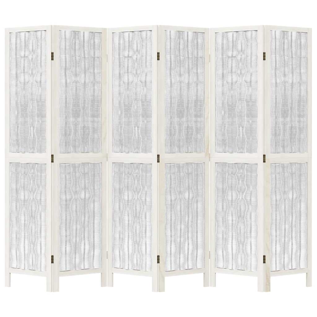 Divisorio Ambienti 6Pannelli Bianco Legno Massello di Paulownia
