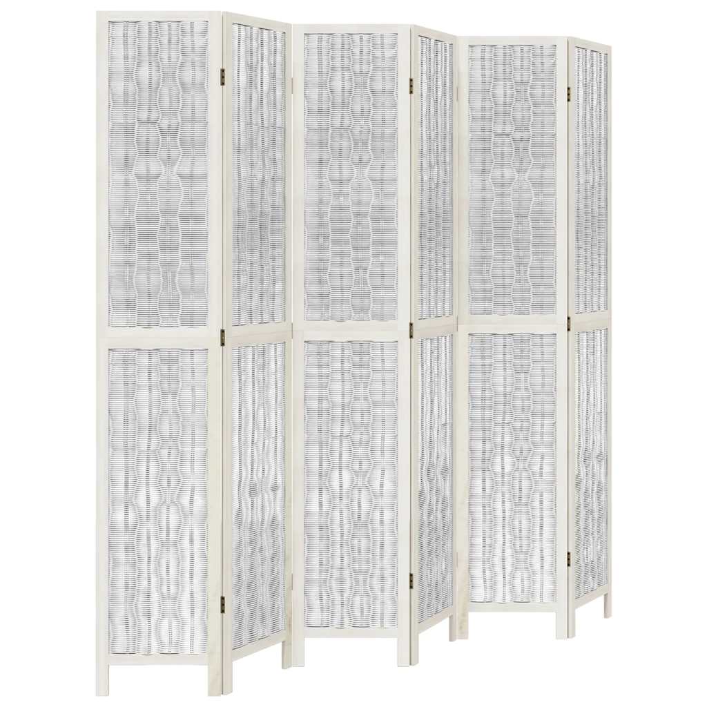 Divisorio Ambienti 6Pannelli Bianco Legno Massello di Paulownia