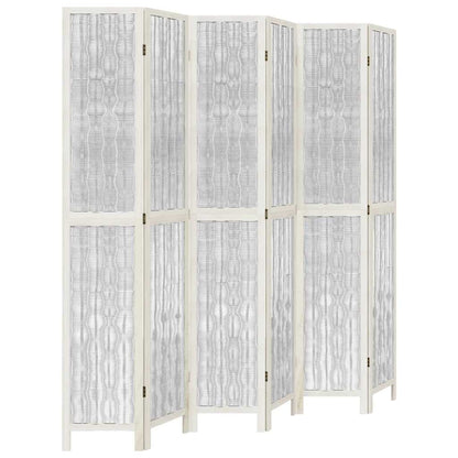 Divisorio Ambienti 6Pannelli Bianco Legno Massello di Paulownia