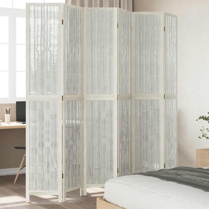 Divisorio Ambienti 6Pannelli Bianco Legno Massello di Paulownia