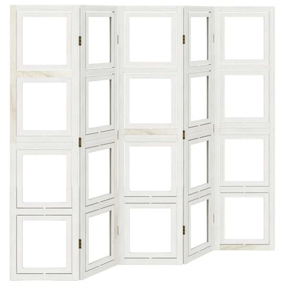 Divisorio Ambienti 5Pannelli Bianco Legno Massello di Paulownia