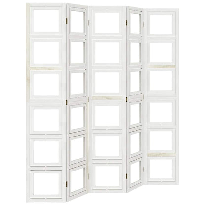 Divisorio Ambienti 5Pannelli Bianco Legno Massello di Paulownia