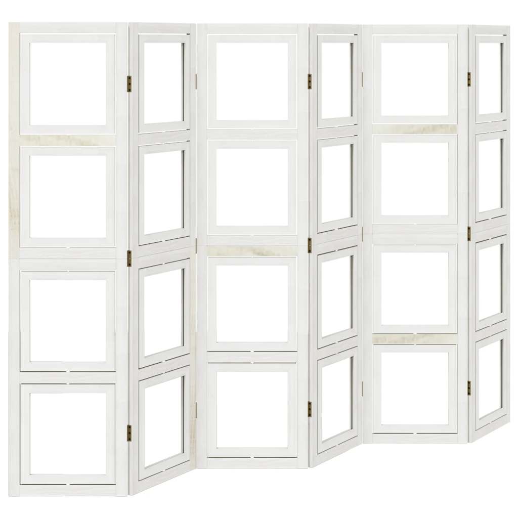 Divisorio Ambienti 6Pannelli Bianco Legno Massello di Paulownia