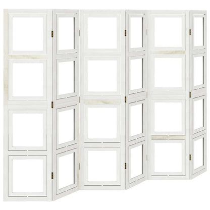 Divisorio Ambienti 6Pannelli Bianco Legno Massello di Paulownia