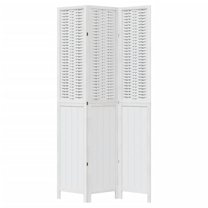 Divisorio Ambienti 3Pannelli Bianco Legno Massello di Paulownia
