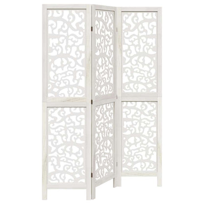 Divisorio Ambienti 3Pannelli Bianco Legno Massello di Paulownia
