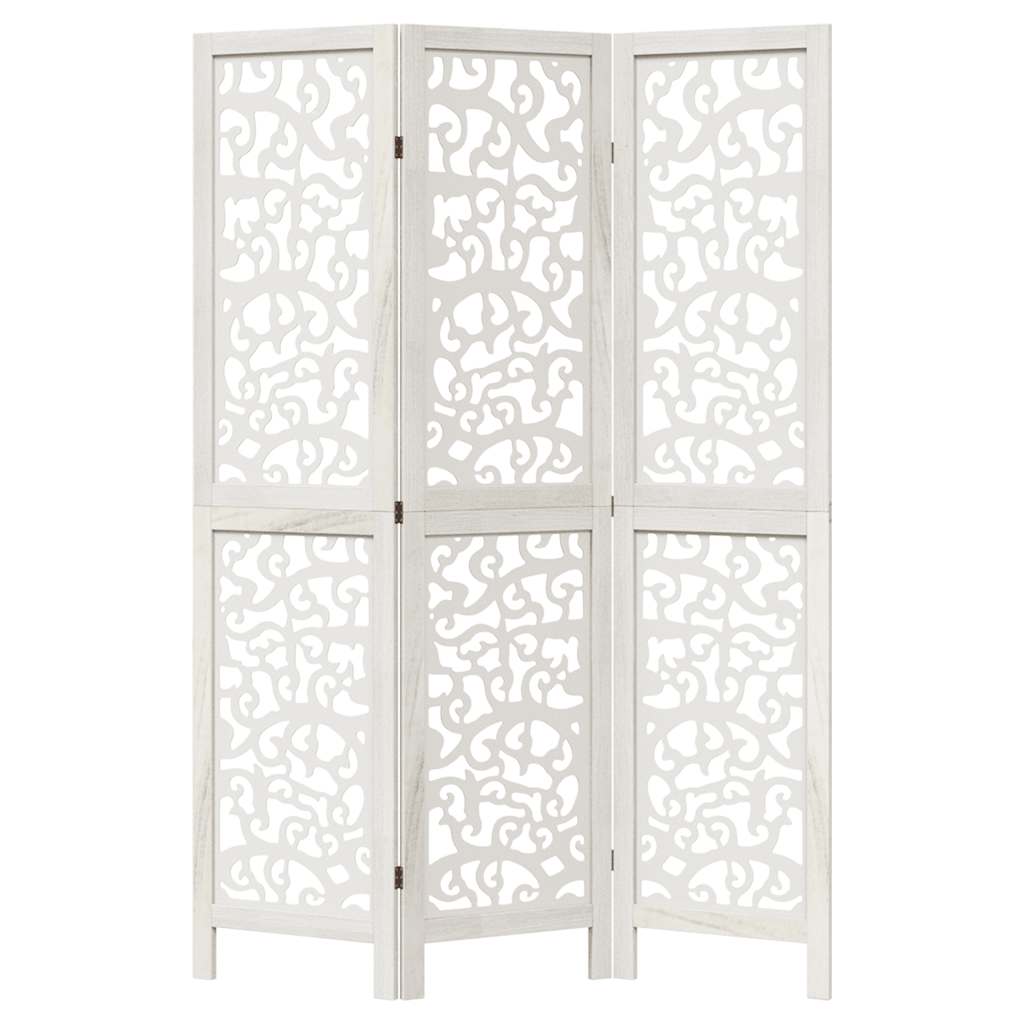 Divisorio Ambienti 3Pannelli Bianco Legno Massello di Paulownia