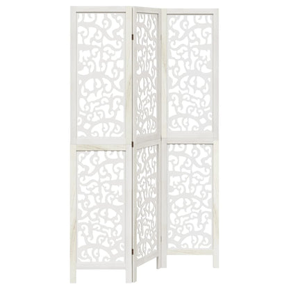 Divisorio Ambienti 3Pannelli Bianco Legno Massello di Paulownia
