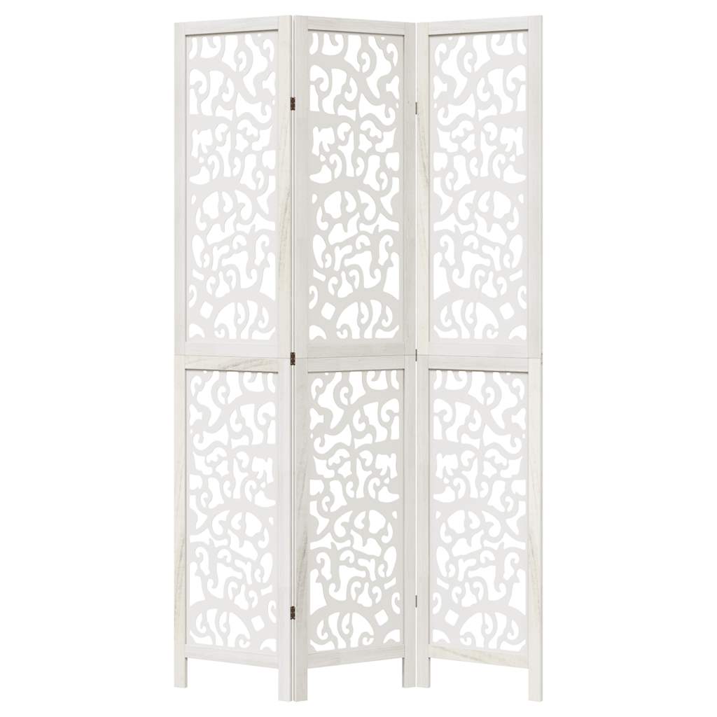Divisorio Ambienti 3Pannelli Bianco Legno Massello di Paulownia