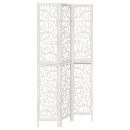 Divisorio Ambienti 3Pannelli Bianco Legno Massello di Paulownia